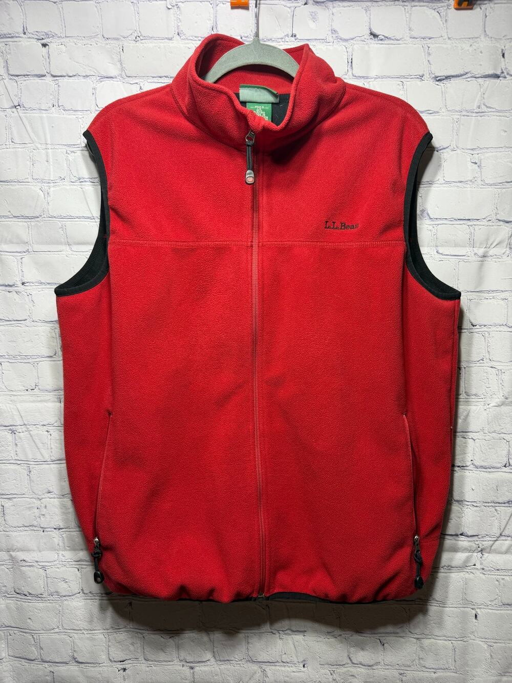 L.L.Bean Mens Fleece Full-Zip Vest Red Sz L Layer Casual
